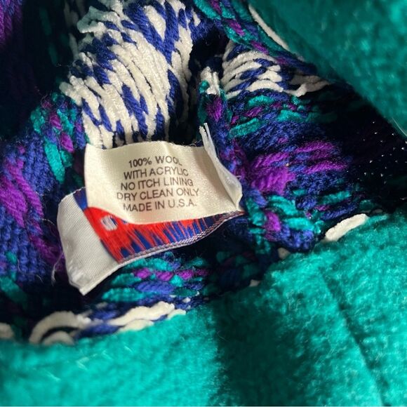 DARN FINE HATS Wool Acrylic Winter Hat Beanie Fair Isle Blue White Teal VINTAGE - Picture 5 of 7